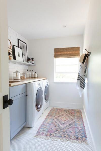 Simple Laundry Room, Simple Laundry, Modern Farmhouse Laundry Room, Laundry Room Update, Blue Laundry Rooms, Laundry Room Storage Shelves, White Laundry Rooms, Small Laundry Room Organization, Room Storage Diy