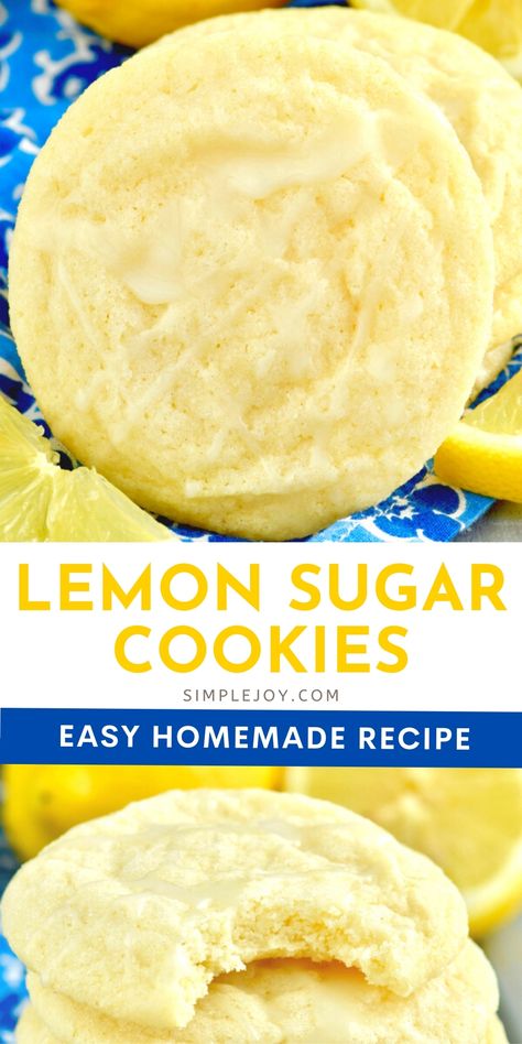 Lemon Sugar Cookies Recipe, Lemon Cookies Recipes, Lemon Sugar Cookies, Lemon Icing, Lemon Dessert Recipes, Dinner Recipes For Family, Lemon Sugar, Easy Homemade Recipes, Lemon Cookies