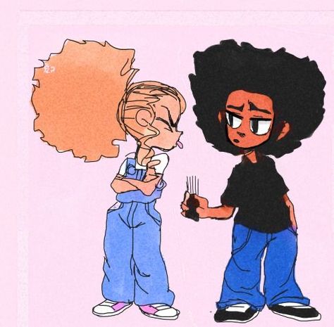 The Boondocks Cartoon, Boondocks Drawings, Afro Pick, Dope Cartoons, The Boondocks, Black Cartoon Characters, Swag Cartoon, Dc Comics Artwork, Dope Cartoon Art