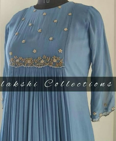 Kurtis For Marriage Function, Embroidery Work Kurti Design, Embroidery Designs For Frocks, Georgette Kurtis Designer Party Wear, Yolk Designs For Kurtis, Georgette Dress Designs, Unique Kurti Designs, Georgette Kurtis, Georgette Anarkali