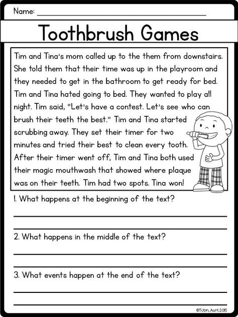 Reading Comprehension Grade 1, 1st Grade Reading Worksheets, 2nd Grade Reading Comprehension, Beginning Middle End, First Grade Reading Comprehension, Reading Comprehension For Kids, Teaching Reading Comprehension, Reading Comprehension Kindergarten, Third Grade Writing