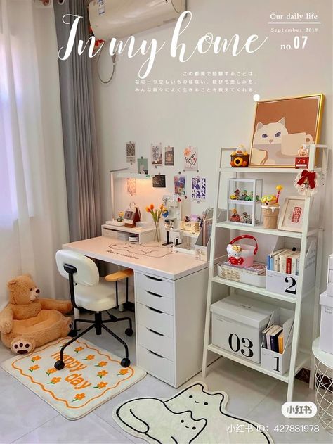 Study Corner Ideas, Craft Space Ideas, Table Organizer, Room Organization Bedroom, Study Desk Decor, Desk Inspiration, Office Room Decor, Pastel Room, Pinterest Room Decor