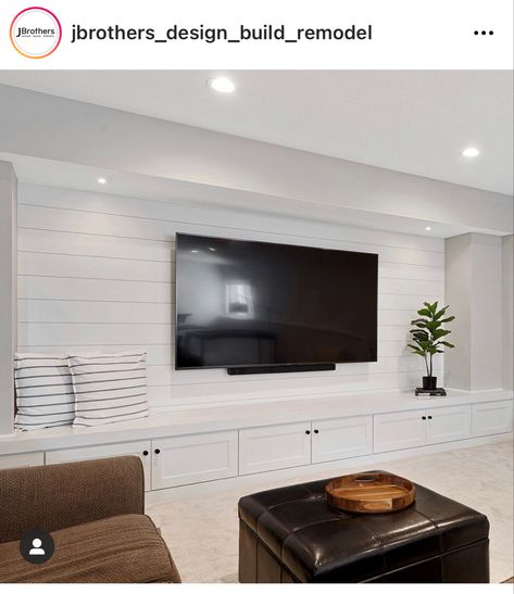 Basement Tv Rooms, Living Room Layout Ideas, Room Layout Ideas, Dream Basement, Built In Shelves Living Room, Living Room Wall Units, Living Room Built Ins, Living Tv, Living Room Layout