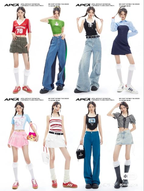 Dancing Outfits Aesthetic, Retro Kpop Outfits, Retro Pop Outfit, Y2k School Aesthetic, Y2k Dance Outfit, Kpop Style Inspired Outfits, Korean Stage Outfits, Trendy Y2k Outfits, Acubi Fashion Summer