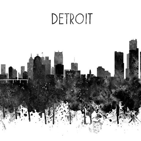 Detroit Skyline Tattoo, Detroit City Skyline, Detroit Tattoo, Detroit Wallpaper, Skyline Tattoo, Iphone Wallpaper Quotes Inspirational, Skyline Drawing, Detroit Skyline, Detroit Art