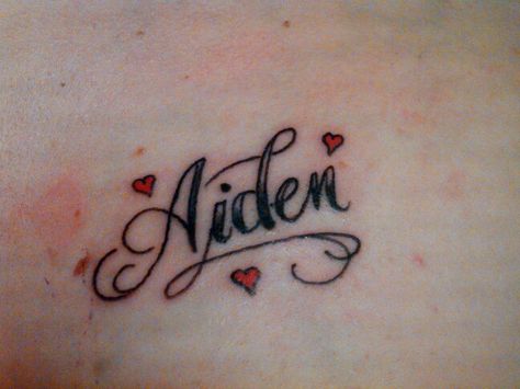 One of the best tattoos I have :) Aiden Name Tattoo, Aiden Tattoo, Stitch Quotes, The Best Tattoos, Lilo And Stitch Quotes, Cute Hand Tattoos, Stitch Quote, Best Tattoos, Name Tattoo