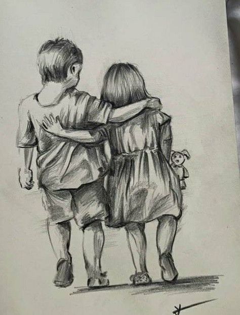 Brother Sister Drawing Sketch, Brother And Sister Drawing, Brother Tattoo, Brother And Sister Tattoo Ideas, Meaningful Tattoos For Men, Family Tattoo Ideas, Word Tattoo Ideas, Sister Tattoo Ideas, Sister Tattoo Designs