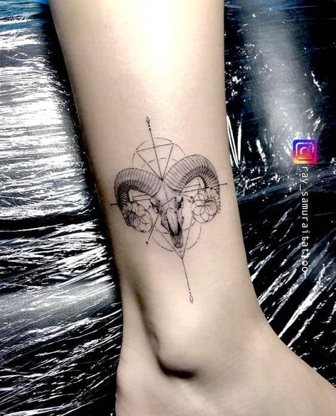 Aries Symbol Tattoos, Aries Zodiac Tattoos, Aries Ram Tattoo, Aries Tattoos, Ram Tattoo, Horoscope Tattoos, Universe Tattoo, Shape Tattoo, Aries Tattoo