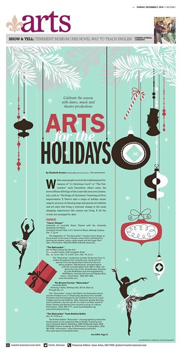 Arts holidays  #Newspaper #GraphicDesign #Layout Christmas Magazine Layout Design, School Magazine Ideas Articles, Christmas Magazine Layout, Repetition Examples, Newspaper Graphic, Article Layout, Christmas Magazine, Newspaper Design Layout, Christmas Layout