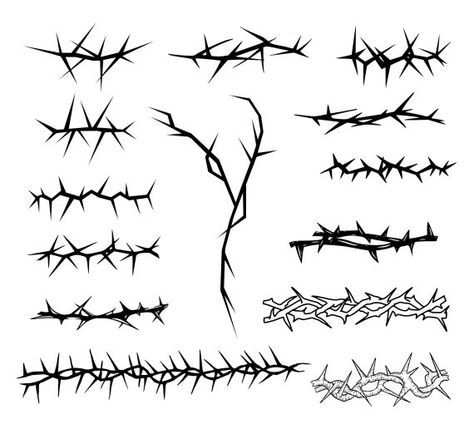 Thorns Tattoo Vector (EPS, SVG) Forearm To Finger Tattoo, Spiky Vines Tattoo, Thorn Tramp Stamp, Thorn Vine Drawing, Thorns Wrist Tattoo, How To Draw Thorns, Thorn Finger Tattoo, Thorn Silhouette, Heart Thorns Tattoo