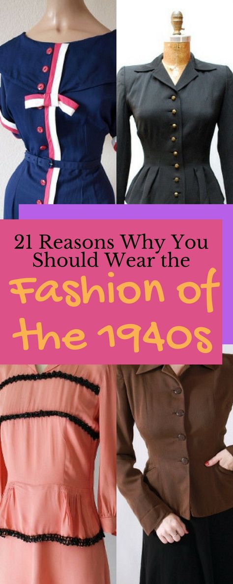 If one thing about fashion of the 1940s is for certain, it’s  that the trends in America were influenced by the pressures of World War  II. How To Dress Like The 1940s, 1940 Sewing Patterns, Elegant Housewife Outfit, 1940s Costume Women, 19402 Fashion, 1940s Inspired Outfits, 1940s Outfit Ideas, 1940’s Outfits, 1940s Fashion Women Outfits