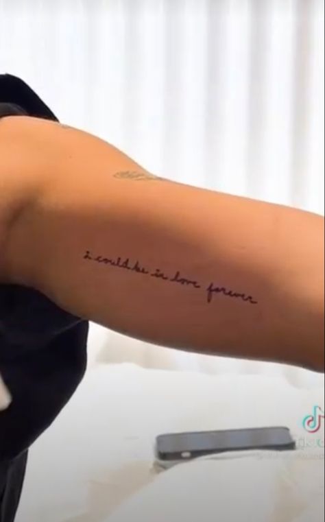 I Could Be In Love Forever Tattoo, Dear God Nessa Barrett Tattoo, Nessa Barrett Song Tattoo Ideas, Lover Hailey Bieber Tattoo, Nessa Barrett Tattoo Lovebomb, Nessa Barrett Tattoo, Be Alright Tattoo Ariana, Just Keep Breathing Tattoo Ariana, Song Tattoos