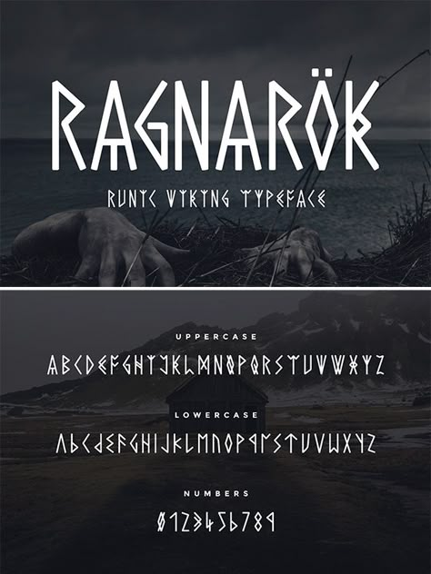 Ragnarok - Runic Viking Font Viking Alphabet Letters, Norse Lettering, Rune Font, Viking Font, Nordic Font, Alfabeto Viking, Fonts Graphic Design, Alfabet Font, Blog Font