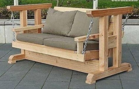 Wooden Furniture Plans, Kursi Outdoor, Diy Porch Swing, Wooden Swing, Porch Furniture, Woodworking Table, Outdoor Furniture Plans, Swing Chair, Pallet Furniture Outdoor