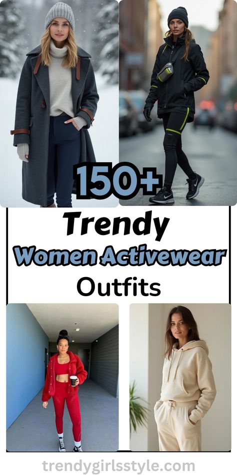 Looking for stylish and comfortable outfits? Check out our collection of 150+ trendy women activewear outfits that blend fashion with function. From yoga pants to performance jackets, find the perfect look for every workout. Stay fit and chic with these must-have pieces for active women! Cold Weather Activewear, Winter Work Out Outfits For Women, Chic Activewear Outfit, Fashionable Athletic Outfits, Cute Workout Outfits Winter, Athletic Outfits Women, Athletic Winter Outfits, Winter Athletic Outfits, Athletic Wear Outfits