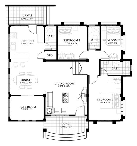 Affordable House Design, Bungalow House Floor Plans, Modern Bungalow House Design, Modern House Floor Plans, Bungalow Floor Plans, Free House Plans, House Plans One Story, Modern Bungalow House, Small House Floor Plans