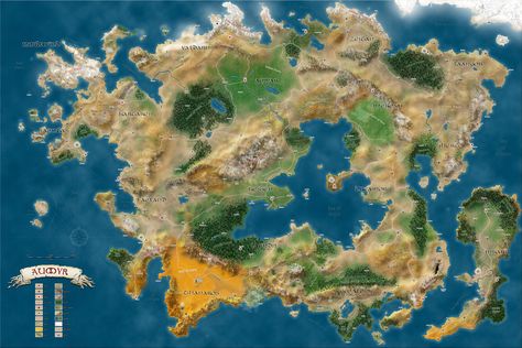 Aumyr World Map (ENG) by Aumyr-it.deviantart.com on @DeviantArt Dnd World, Medieval Maps, World Generator, World Map Continents, Cartography Map, Fantasy Map Generator, Map Generator, Dnd World Map, Imaginary Maps