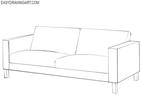 How to Draw a Couch Canape Drawing, How To Draw A Couch Step By Step, How To Draw A Couch, Drawing Sofa Designs, Couch Drawing Reference, Sofa Drawing Sketch, Sofa Drawing Easy, Couch Drawing, Bedroom Lamps Design