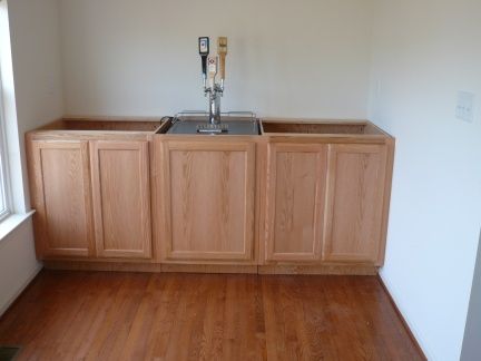 Built In Kegerator, Home Bar With Kegerator, Built In Kegerator Home Bars, Bar With Kegerator Built Ins, Kegerator Bar Ideas, Bar With Kegerator, L Shape Bar, Kegerator Bar, Build A Bar