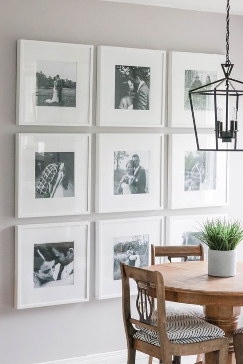 Dining Room Picture Wall, Gallery Wall Tips, Photo Gallery Wall, Dining Room Gallery Wall, Wall Galleries, Picture Arrangements, Wall Makeover, Picture Gallery Wall, Perfect Gallery Wall