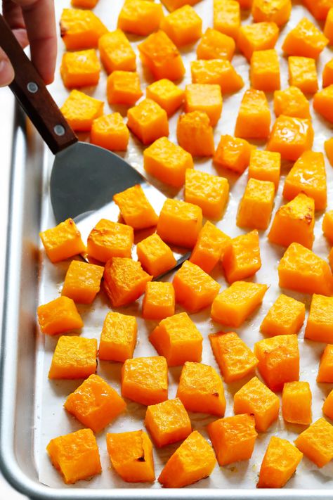 Butternut Squash Recipes Easy, Roasted Butternut Squash Cubes, Butternut Squash Muffins, Butternut Squash Recipes Roasted, Butternut Squash Recipe, Healthy Butternut Squash, Butternut Squash Cubes, Baked Butternut Squash, Cut Butternut Squash