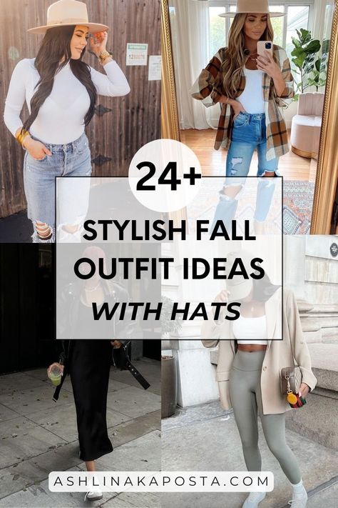 23+ Effortless Fall Fashion Outfit Ideas With Hats — ASHLINA KAPOSTA Women’s Outfit With Hat, Outfit With Wide Brim Hat, Rust Hat Outfit, Fedora Winter Outfit, Slouchy Hat Outfit, Brown Felt Hat Outfit, Fedora Hat Winter Outfit, Felt Hat Outfit Winter, Black Hat Outfit Fall