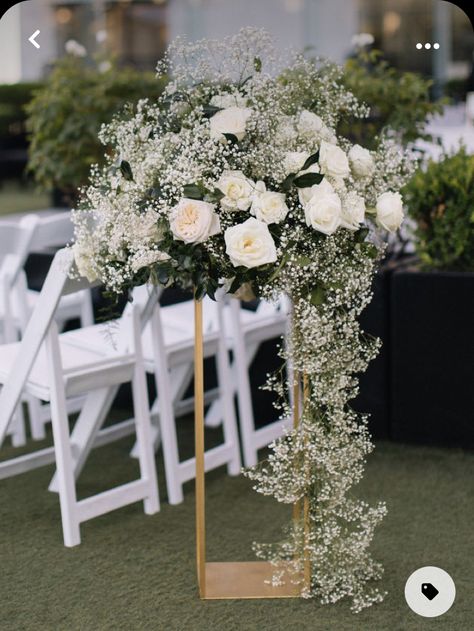 Glam Garden Party, Glam Garden, Church Wedding Flowers, Aisle Decorations, White Wedding Decorations, Wedding Aisle Decorations, Wedding Floral Centerpieces, Wedding Ceremony Flowers, Flower Centerpieces Wedding