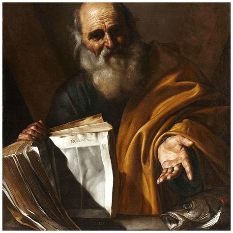 ST ANDREWS - Apostle, was brother of Peter, a Galilean fisherman, and the first to follow Christ (John 1:40-41). The gospels contribute little to his iconography; the chief source is the apocryphal book of the 'Acts of Andrew' (3rd century), retold in the Golden Legend. According to this he made missionary journeys to Scythian Russia, Asia Minor and Greece, preaching and performing many acts of healing. Andrew The Apostle, Saint Andrew, St Andrew, Baroque Art, St Andrews, John The Baptist, San Andreas, Catholic Art, Caravaggio