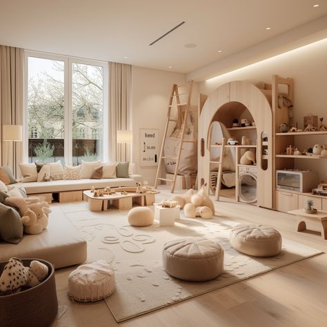 Creating A Magical Haven: How To Build A Luxury Playroom That Inspires Wonder Huge Playroom Ideas, Luxury Indoor Playground, Moody Playroom, Luxurious Playroom, Luxury Playroom, Superhero Lair, Big Playroom, Kids Playroom Ideas Basement, Large Playroom