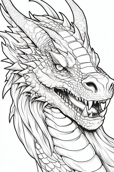 Dragon Coloring Pages - Color your favorite dragons from movies, TV shows, and books! Choose from a variety of designs, including cute, fierce, and everything in between. Perfect for kids of all…#Croquis #Coloring_Pages_Dragon #Dragon_Tattoo_Outline #Wooden_Dragon Snake Pattern Illustration, Dragon Tattoo Outline, Fantastic Tattoo, Books Tattoo, Wooden Dragon, Dragonfly Drawing, Dragon Coloring, Dragon Artwork Fantasy, Dragon Coloring Page