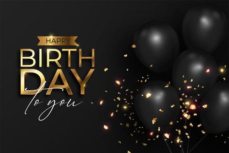 Realistic happy birthday in black and go... | Free Vector #Freepik #freevector #background #banner #birthday #gold Black Birthday Background, Cdp Background, Balloon Typography, Happy Birthday Humorous, Happy Birthday Hand Lettering, Happy Birthday Logo, Happy Birthday Music, Happy Birthday Typography, Happy Birthday Balloon Banner