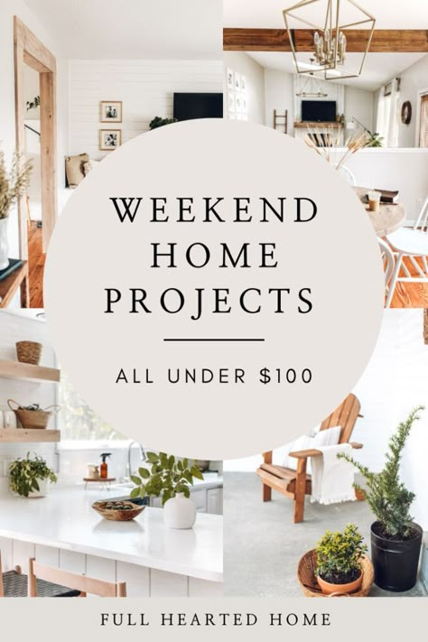 A wide range of weekend home projects under $100! These ideas will add beauty and value to your home without breaking the bank. Weekend Home Projects, Easy Home Upgrades, Easy Diy Home Improvement, Easy Home Improvement, Weekend Home, Home Updates, Diy Home Decor On A Budget, Diy House Projects, Diy Home Projects