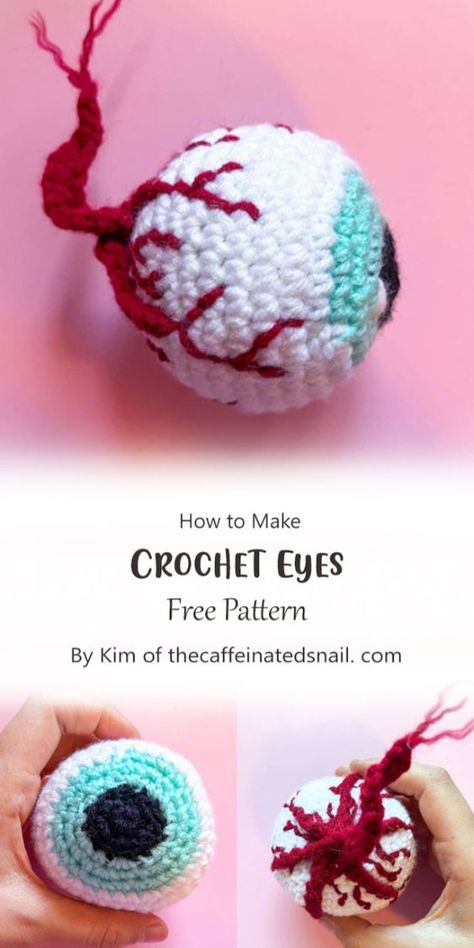 This crochet eyes are perfect for adding to your Halloween crafts, whether you’re making a haunted doll, eerie stuffed creatures, or even some ghostly home decorations. Follow this simple pattern to create crochet eyes that will bring your spooky projects to life. Crochet Eyeball, Crochet Halloween Patterns Free, Crochet Halloween Decorations, Eyes Pattern, Haunted Doll, Fall Crochet Patterns, Crochet Eyes, Quick Crochet Patterns, Adornos Halloween