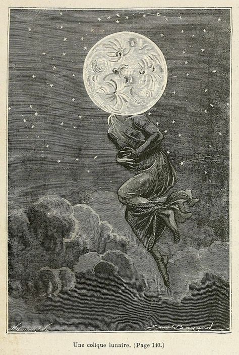 Émile-Antoine Bayard's Illustrations for Around the Moon by Jules Verne (1870) – The Public Domain Review Early Science, Sparks Fly, Moon Illustration, Jules Verne, Wood Engraving, Bedroom Prints, The Midnight, Tattoo Idea, Art Works