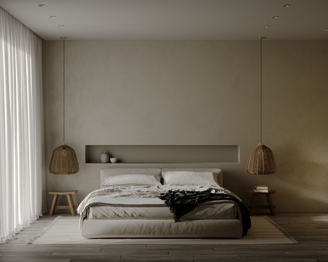 Wabi Sabi Master Room, Small Wabi Sabi Bedroom, Wabi Sabi Headboard, Wabi Sabi Bed, Bauhaus Bedroom, Japandi Bed, Wabi Sabi Bedroom, Wabi Sabi Home Decor, Black White Bedrooms