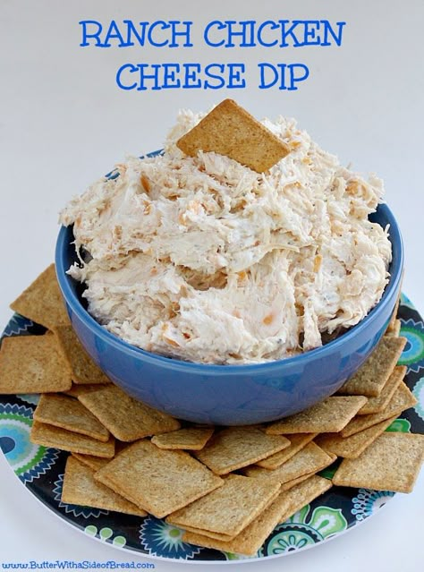 Butter, with a side of Bread // Easy family recipes and reviews.: RANCH CHICKEN CHEESE DIP Can Chicken Dip, Canned Chicken Dip, Chicken Dip With Cream Cheese, Chicken Cheese Dip, Dip With Cream Cheese, Savory Dips, Chicken Ranch, Can Chicken, Bread Easy