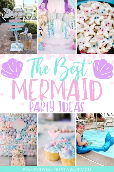 mermaid party ideas Diy Mermaid Decorations, Mermaid Birthday Party Decorations Diy, Mermaid Table Decorations, Diy Mermaid Birthday Party, Mermaid Party Printables, Mermaid Party Ideas, Mermaid Birthday Party Food, Underwater Mermaid, Magical Underwater