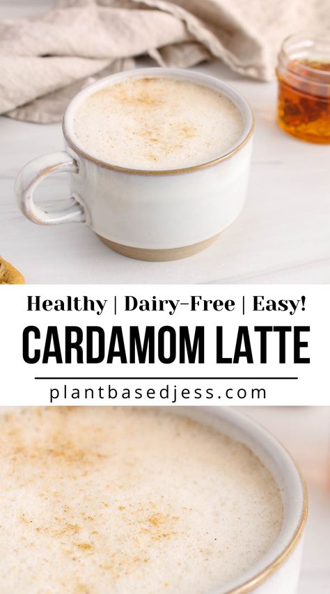 View on a cup of cardamom latte. Cardamon Tea Recipe, Cardamom Drink Recipes, Cardamom Drink, Cardamom Moon Milk, Cardamom Tea Recipe, Cardamom Latte, Coffee Cardamom, Cardamon Recipes, Cardamom Recipes