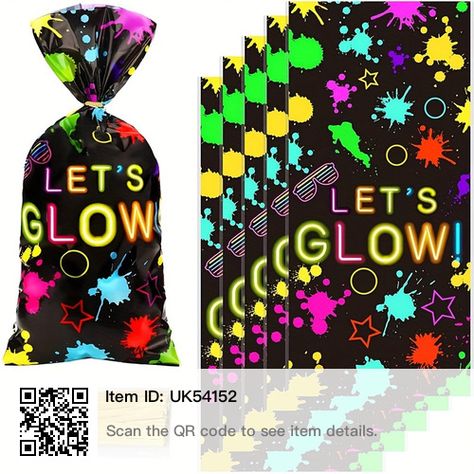 Dark Birthday Party, Glow In The Dark Birthday, Glow Party Favors, Neon Glow Party, Glow Theme Party, Dark Birthday, Glow Birthday Party, Fest Temaer, Party Favor Bag