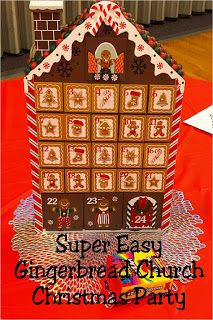 Decorate for your church Christmas party with this fun gingerbread party theme.  With simple and fun gingerbread party decorations and sweet photo booths perfect for families and Santa, this church Christmas party will put everyone in a sweet spirit for Christmas.  #christmasparty #gingerbreadparty #churchchristmasparty #diypartymomblog House Advent Calendar, Advent Calendar House, Reusable Advent Calendar, Church Christmas Party, Xmas Countdown, Calendar Advent, Wooden Advent Calendar, Gingerbread Diy, Calendar Christmas