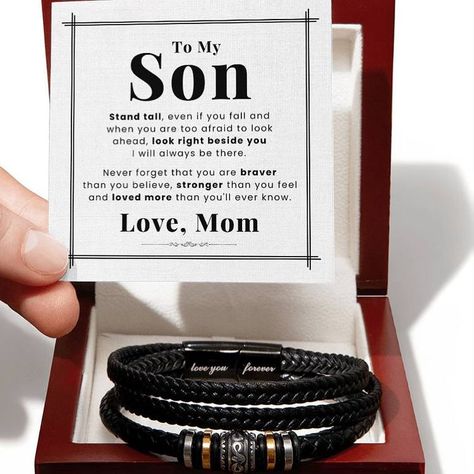 All Love Here To My Son Bracelet from Mom and Dad Always Remember Leather, Birthday Day Gifts for Son from Mother 💗 #mom #daughterquotes Birthday Day Gifts, Gifts For Son, Son Bracelet, To My Son, Daughter Quotes, Stronger Than You, All Love, Love You Forever, Always Remember