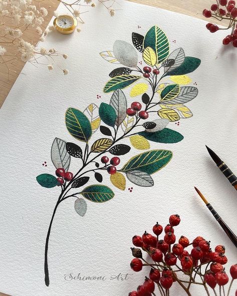 Christmas Flower Painting, Easy Drawing Step By Step, Watercolor Holiday Cards, Winter Florals, Handmade Sketchbook, Ink Doodles, Drawing Step By Step, Watercolor Paintings For Beginners, Winter Watercolor