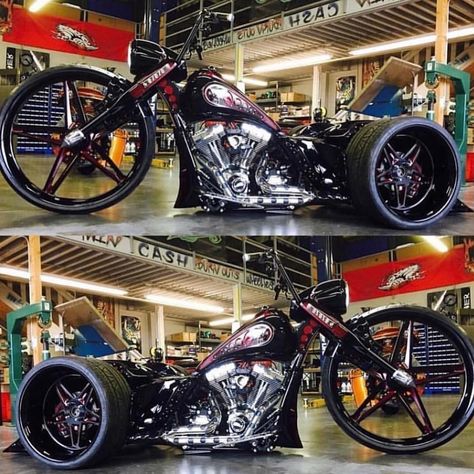 Big Wheel Trike, Classic Bicycle, Harley Davidson Trike, Custom Motorcycles Harley, Bagger Motorcycle, Custom Trikes, Custom Street Bikes, Reverse Trike, Drift Trike