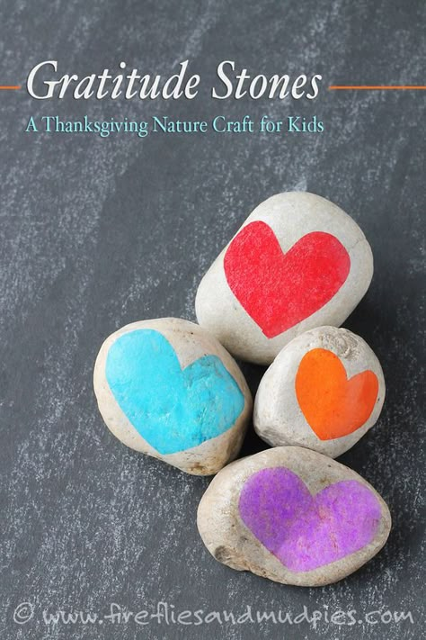 Gratitude Stones: A Thanksgiving Nature Craft for Kids | Fireflies and Mud Pies Gratitude Stones, Gratitude Crafts, Mud Pies, Gratitude Activities, Thanksgiving Activities For Kids, An Attitude Of Gratitude, Nature Craft, Art Therapy Activities, Social Emotional Skills