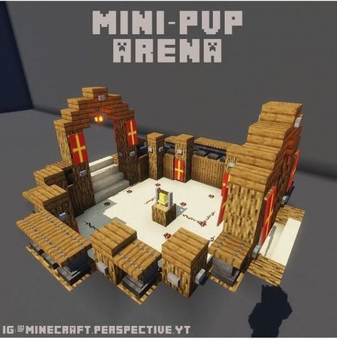 Credit:- @minecraft.perspective.yt [Ig] Follow For More. Battle Arena Minecraft, Minecraft Barracks, Minecraft Pub, Minecraft Arena, Minecraft Creator, Minecraft Shops, Minecraft Structures, Minecraft Interior Design, Battle Arena