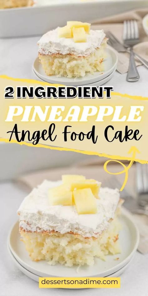 Pineapple Angel Food Cake, Angel Food Cake Mix, 2 Ingredient Cakes, Angel Food Cake Desserts, Pineapple Angel Food, Pineapple Cake Recipe, Only Angel, Angel Food Cake Mix Recipes, Two Ingredient