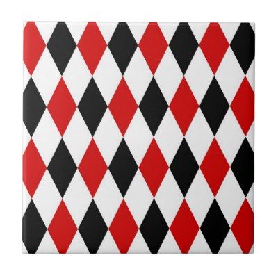 Red White Black Harlequin Diamond Pattern Ceramic Tile Diamond Tile Pattern, Making Patterns, Patterned Napkins, Diamond Tile, Gothic Garden, Harlequin Pattern, Diamond Wallpaper, Monochromatic Color Scheme, Printed Napkins