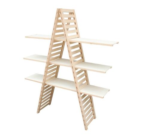 48.0" x 57.0" x 14.5" Wooden Retail Shelving Unit w/ 3 Shelves, A-Frame Design - Pine Wood 19403 Freestanding Wall, Retail Shelving, Frame Shelf, Shelving Racks, 3 Shelves, A Frame, Mudroom Furniture, Toy Store, Display Shelves