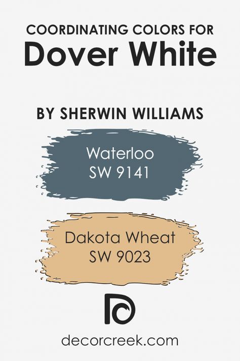 Dover White SW 6385 Paint Color by Sherwin Williams - DecorCreek Sw Quicksilver Paint, Sw Quicksilver, Dover White, Coordinating Colors, Sherwin Williams, Paint Color, Accent Colors, Color Combinations, Paint Colors