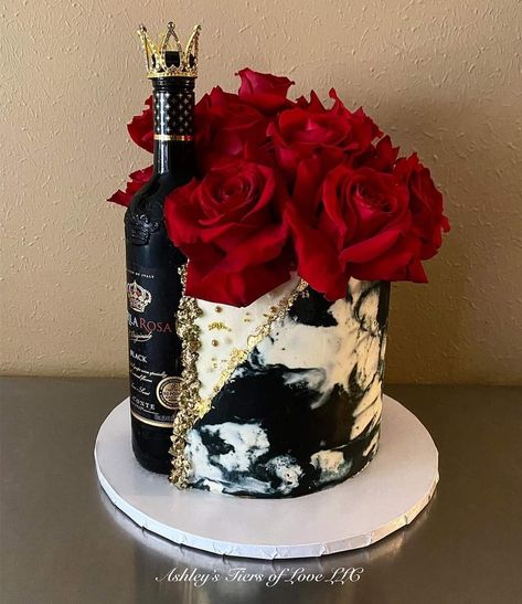 Red 40th Birthday Party Ideas, 30 Fine Birthday Ideas, Classy Birthday Cake Ideas, Wine Themed Cakes Ideas, Chic Cake Ideas, Cakes For 50th Birthday For Women, 30th Birthday Ideas For Women Cake, Adult Birthday Party Ideas Themes Women, Drunken Cake